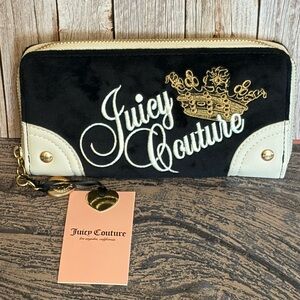Exclusive Juicy Couture Black and Cream Wallet with Gold Accents